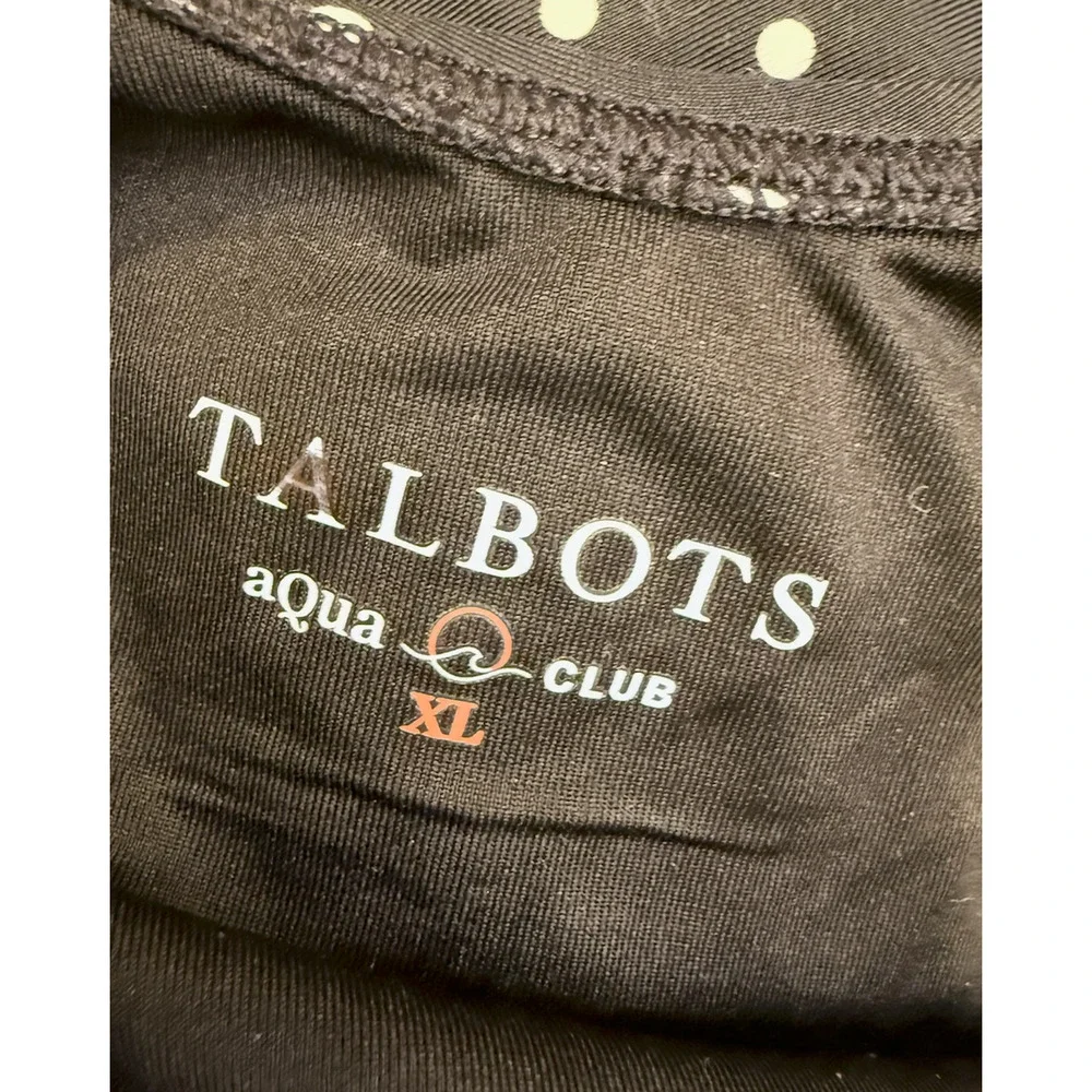 NWT TALBOTS AQUA CLUB BLACK WHITE TAHITI DOT FAUX WRAP ONE PIECE SWIMSUIT SZ XL